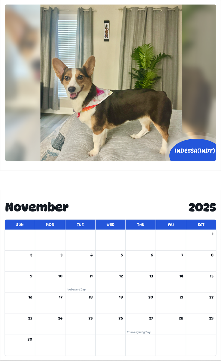 July 2025 - June 2026 Indessa(Indy) - Pawidols Pet Calendar