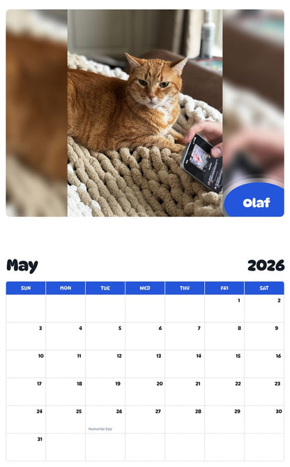 2026 - 2027 Olaf - Pawidols Pet Calendar