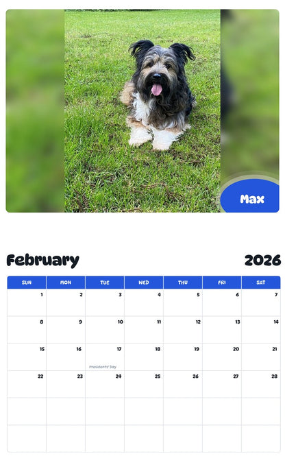 October 2025 - September 2026 Max - Pawidols Pet Calendar
