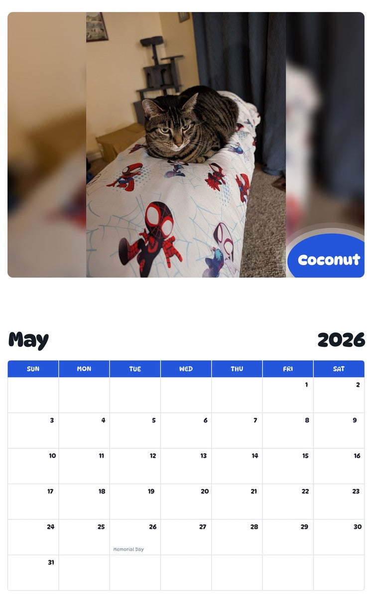 2026 - 2027 Coconut - Pawidols Pet Calendar