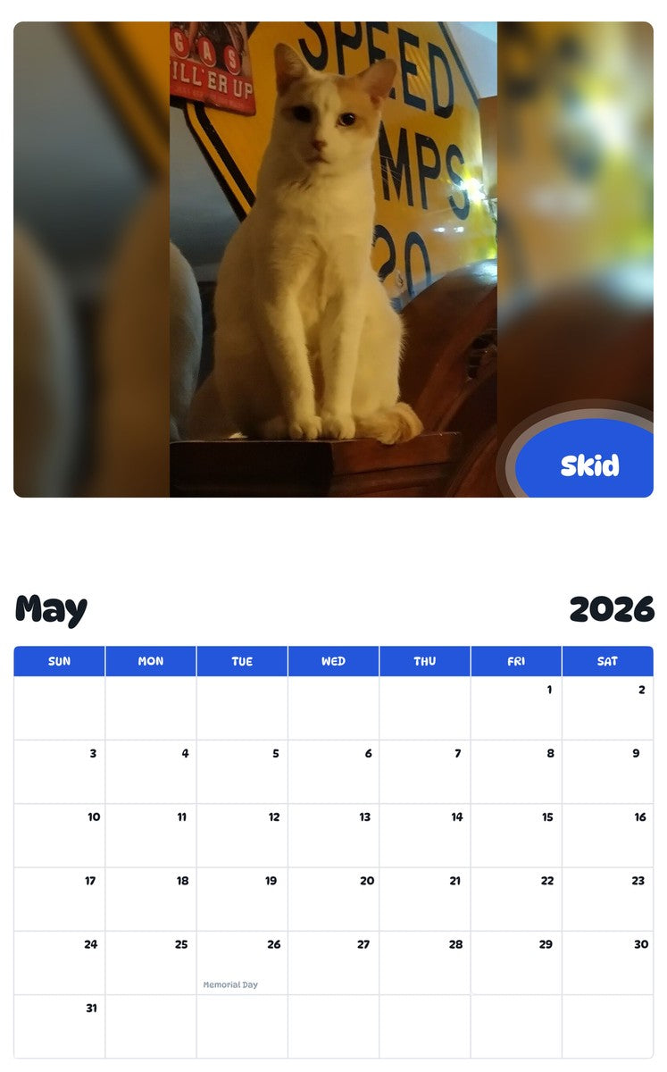 2026 - 2027 Skid - Pawidols Pet Calendar