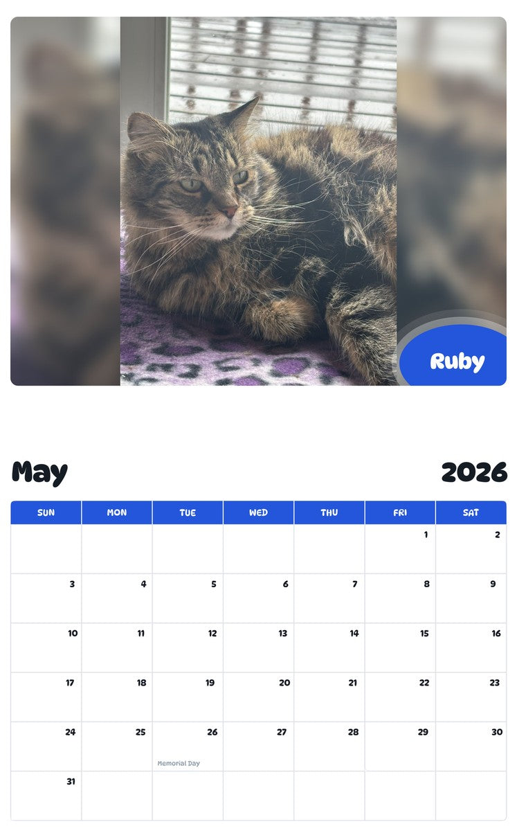 2026 - 2027 Ruby - Pawidols Pet Calendar