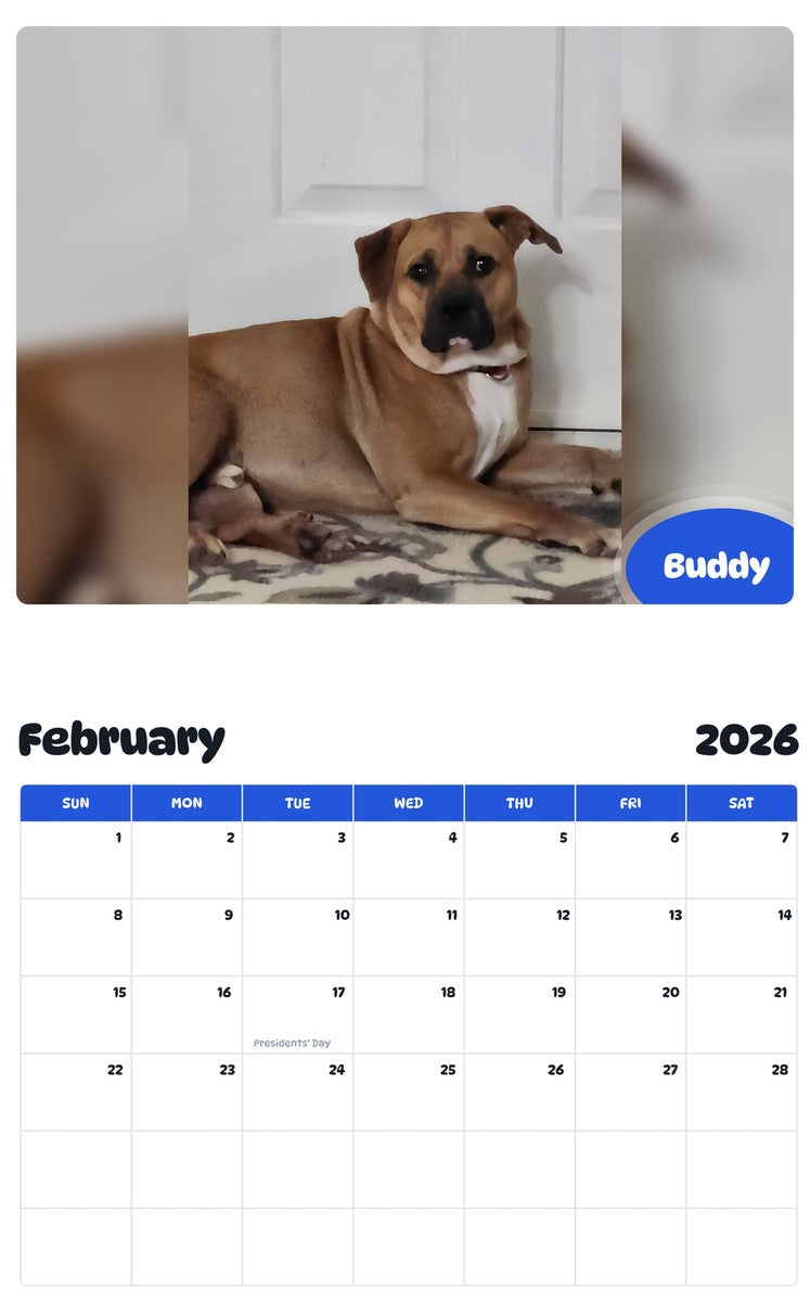 October 2025 - September 2026 Buddy - Pawidols Pet Calendar