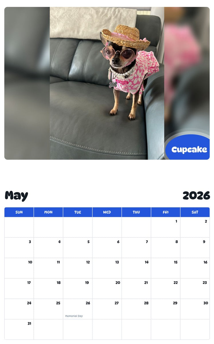 2026 - 2027 Cupcake - Pawidols Pet Calendar