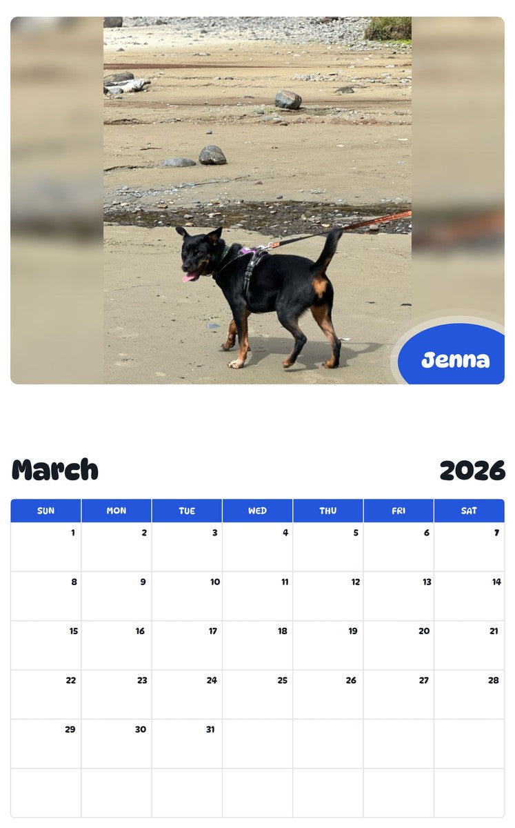 November 2025 - October 2026 Jenna - Pawidols Pet Calendar