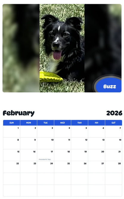 October 2025 - September 2026 Buzz - Pawidols Pet Calendar