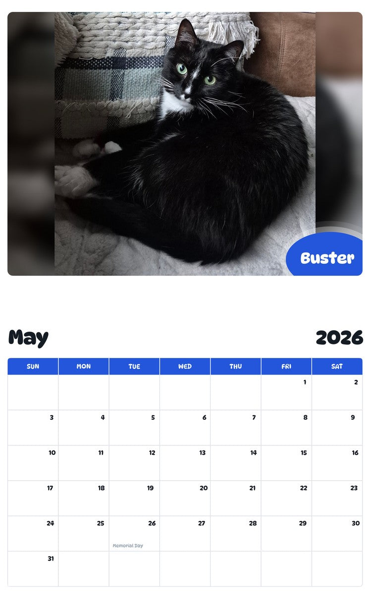 2026 - 2027 Buster - Pawidols Pet Calendar