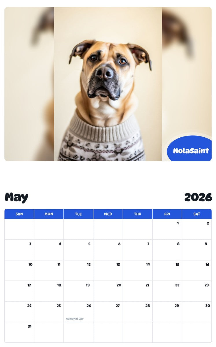 2026 - 2027 NolaSaint - Pawidols Pet Calendar