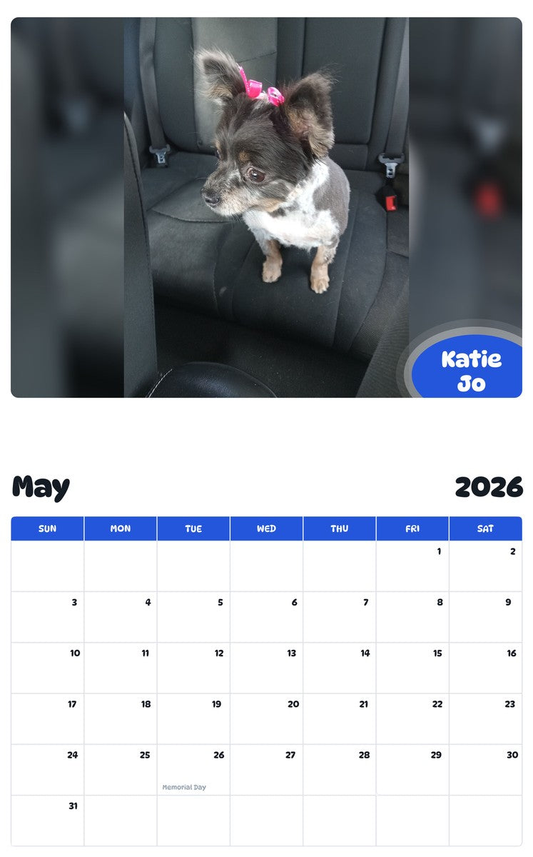 2026 - 2027 Katie Jo - Pawidols Pet Calendar