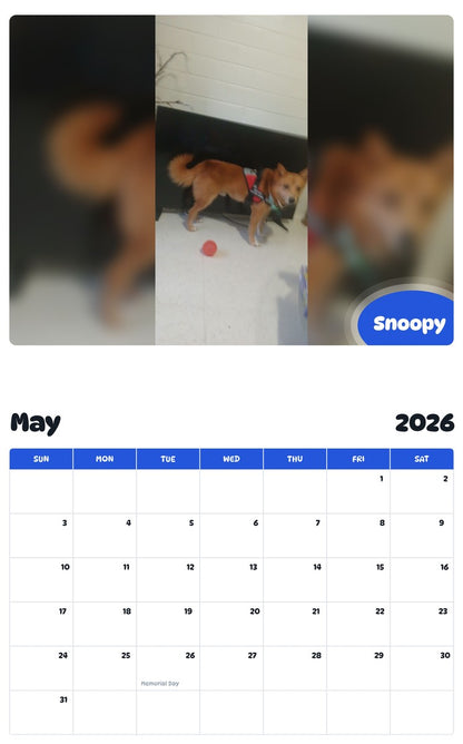 2026 - 2027 Snoopy - Pawidols Pet Calendar