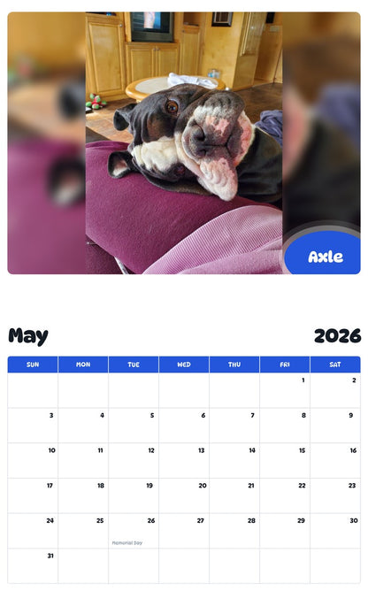 2026 - 2027 Axle - Pawidols Pet Calendar