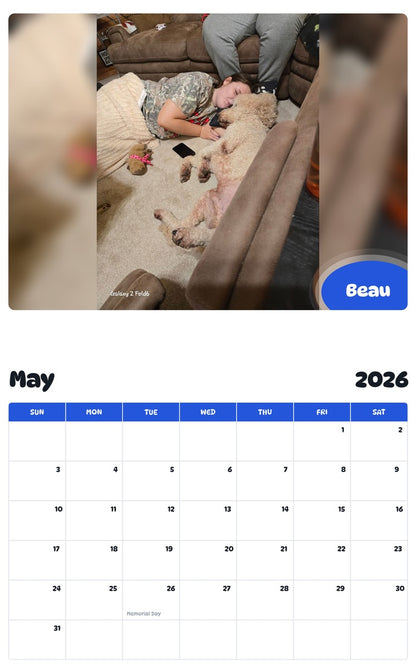 2026 - 2027 Beau - Pawidols Pet Calendar