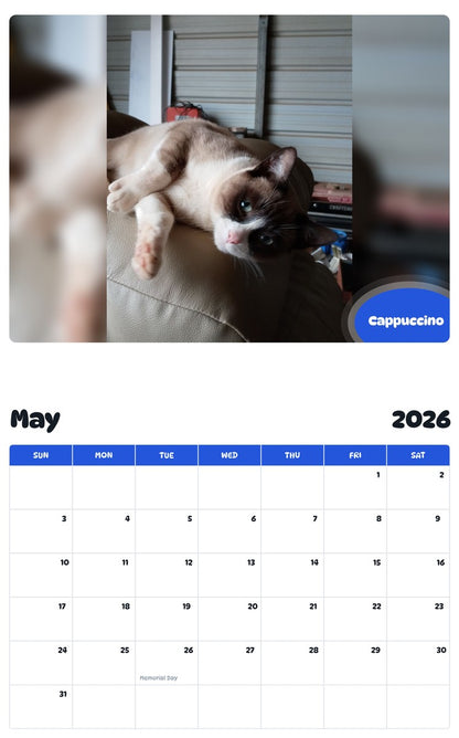 2026 - 2027 Cappuccino - Pawidols Pet Calendar