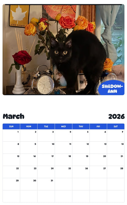 November 2025 - October 2026 SHADOW-ANN - Pawidols Pet Calendar