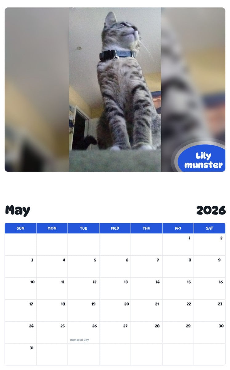 2026 - 2027 Lily munster - Pawidols Pet Calendar