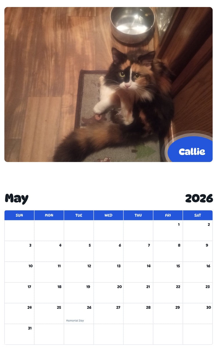 2026 - 2027 Callie - Pawidols Pet Calendar