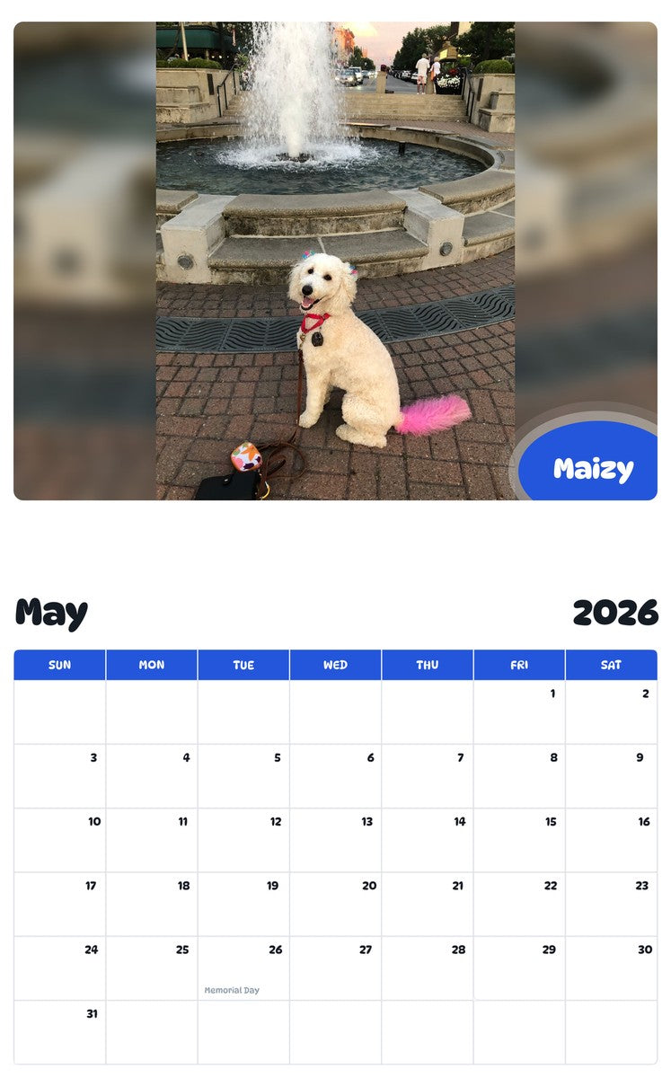 2026 - 2027 Maizy - Pawidols Pet Calendar