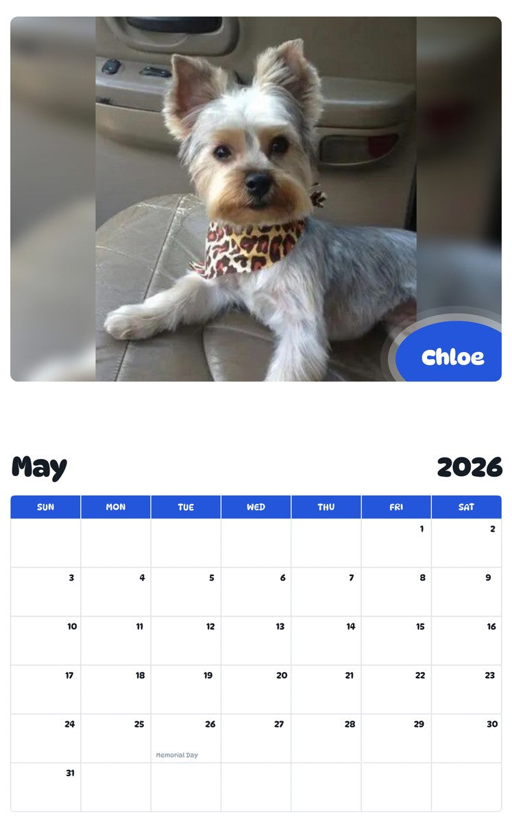 2026 - 2027 Chloe - Pawidols Pet Calendar