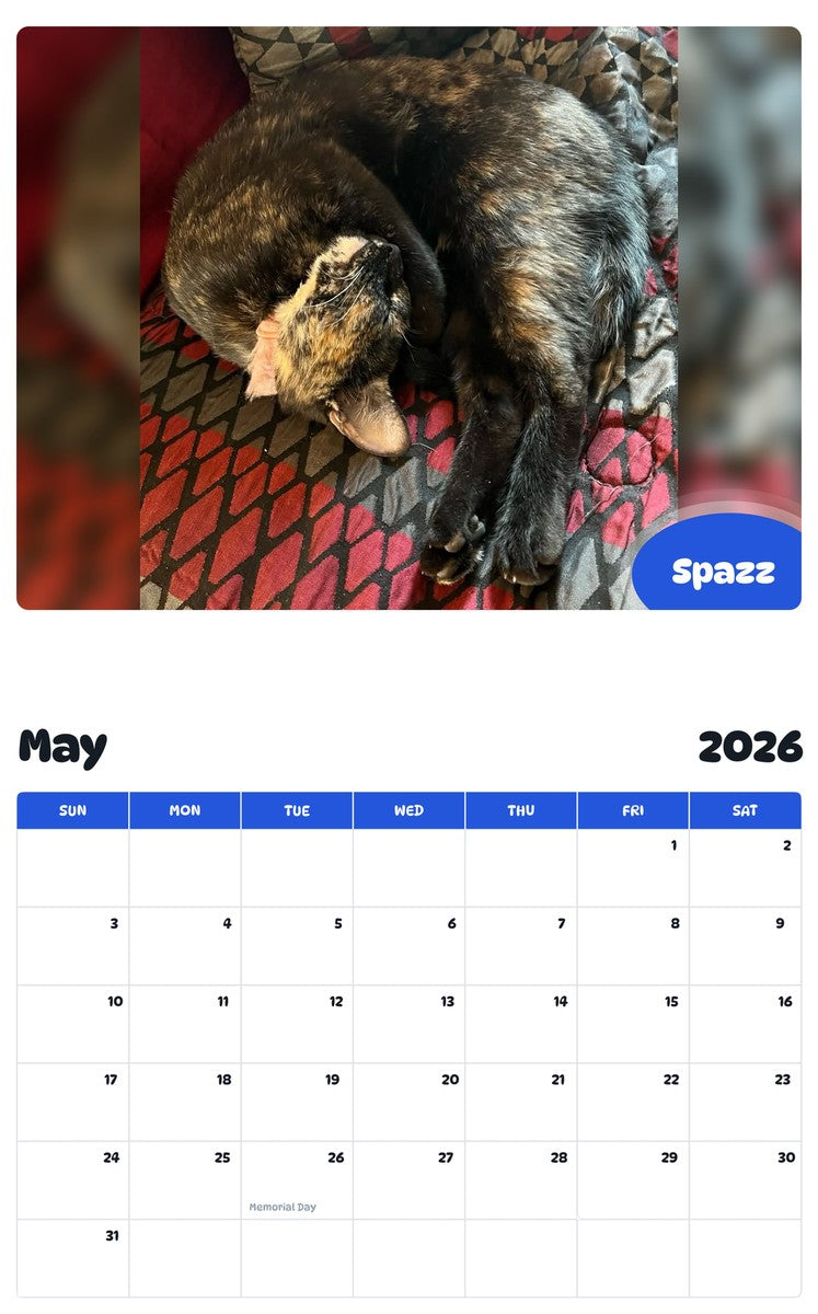 2026 - 2027 Spazz - Pawidols Pet Calendar