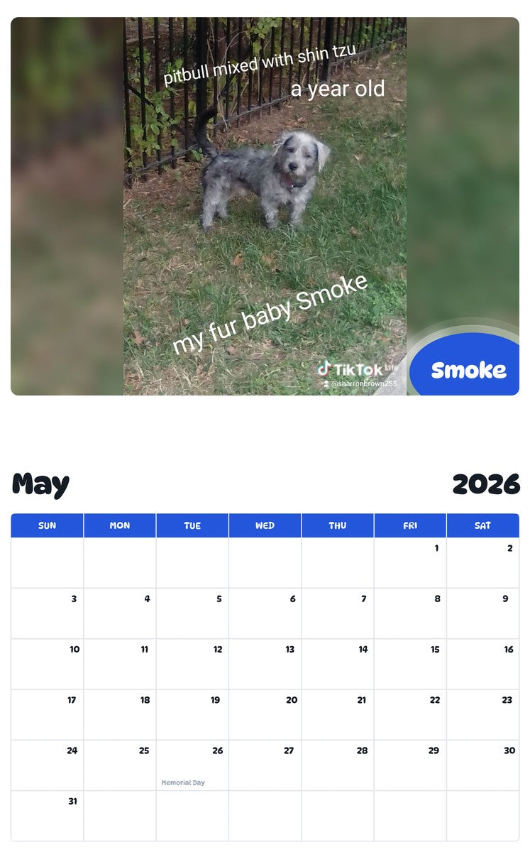 2026 - 2027 Smoke - Pawidols Pet Calendar