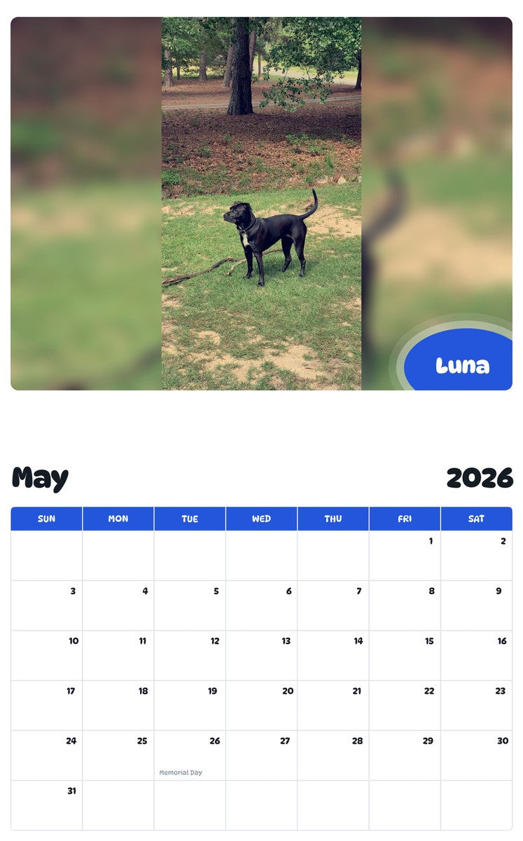 2026 - 2027 Luna - Pawidols Pet Calendar