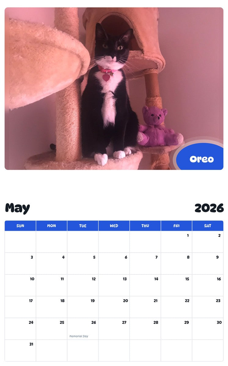 2026 - 2027 Oreo - Pawidols Pet Calendar