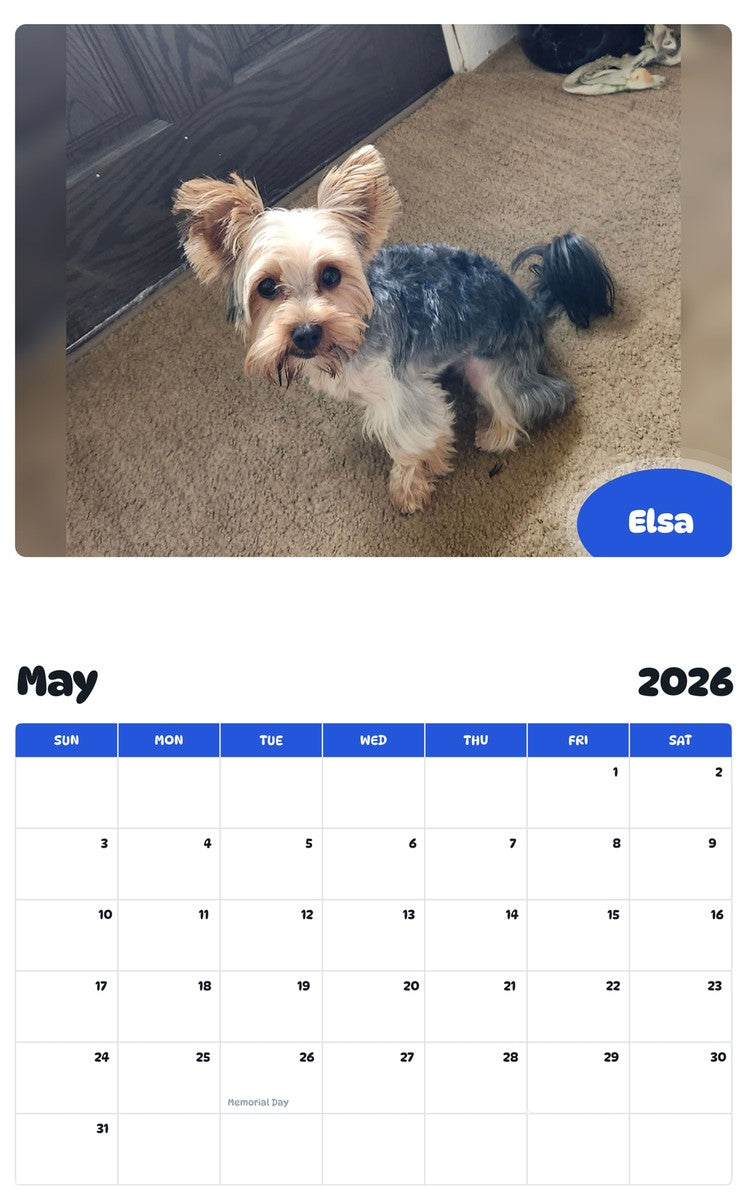 2026 - 2027 Elsa - Pawidols Pet Calendar