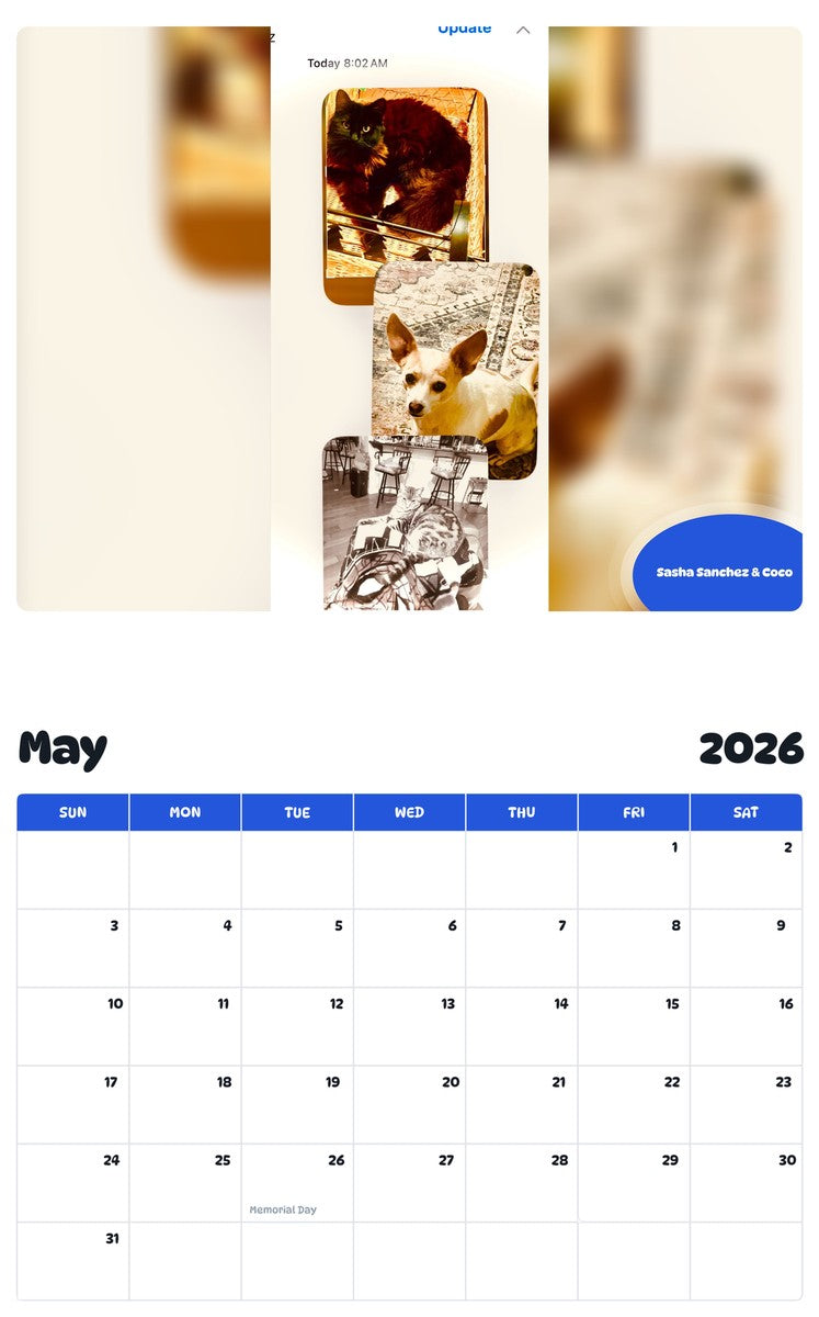 2026 - 2027 Sasha Sanchez & Coco - Pawidols Pet Calendar