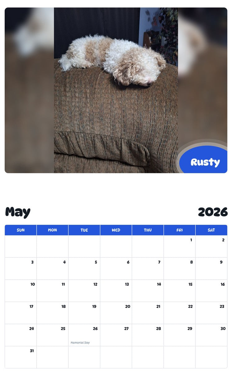 2026 - 2027 Rusty - Pawidols Pet Calendar