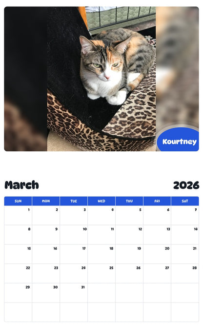 November 2025 - October 2026 Kourtney - Pawidols Pet Calendar