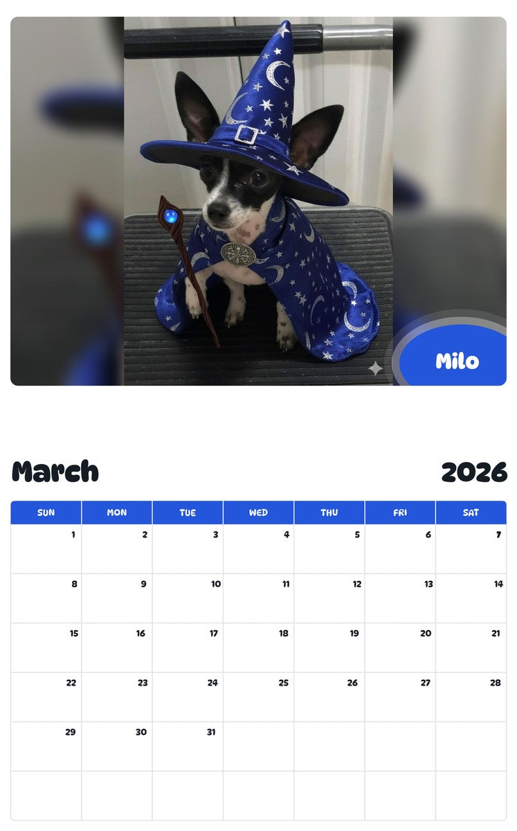 November 2025 - October 2026 Milo - Pawidols Pet Calendar