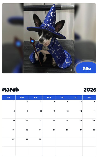 November 2025 - October 2026 Milo - Pawidols Pet Calendar