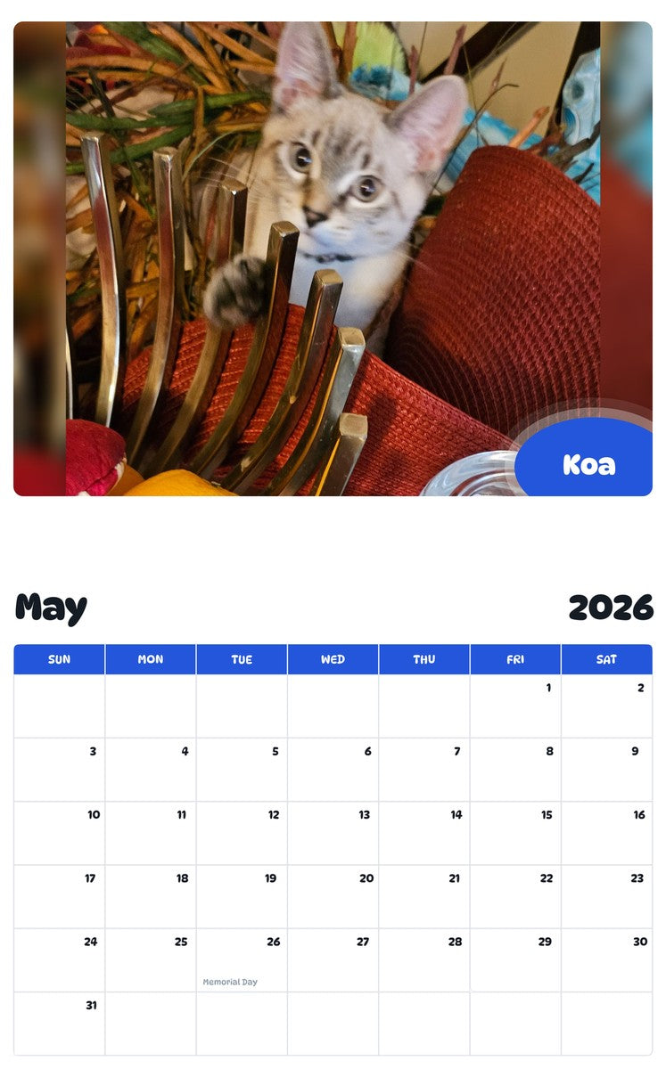 2026 - 2027 Koa - Pawidols Pet Calendar