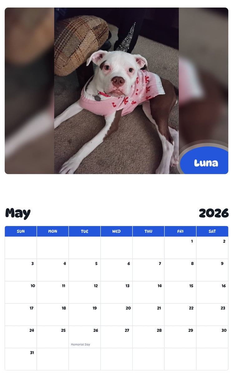 2026 - 2027 Luna - Pawidols Pet Calendar