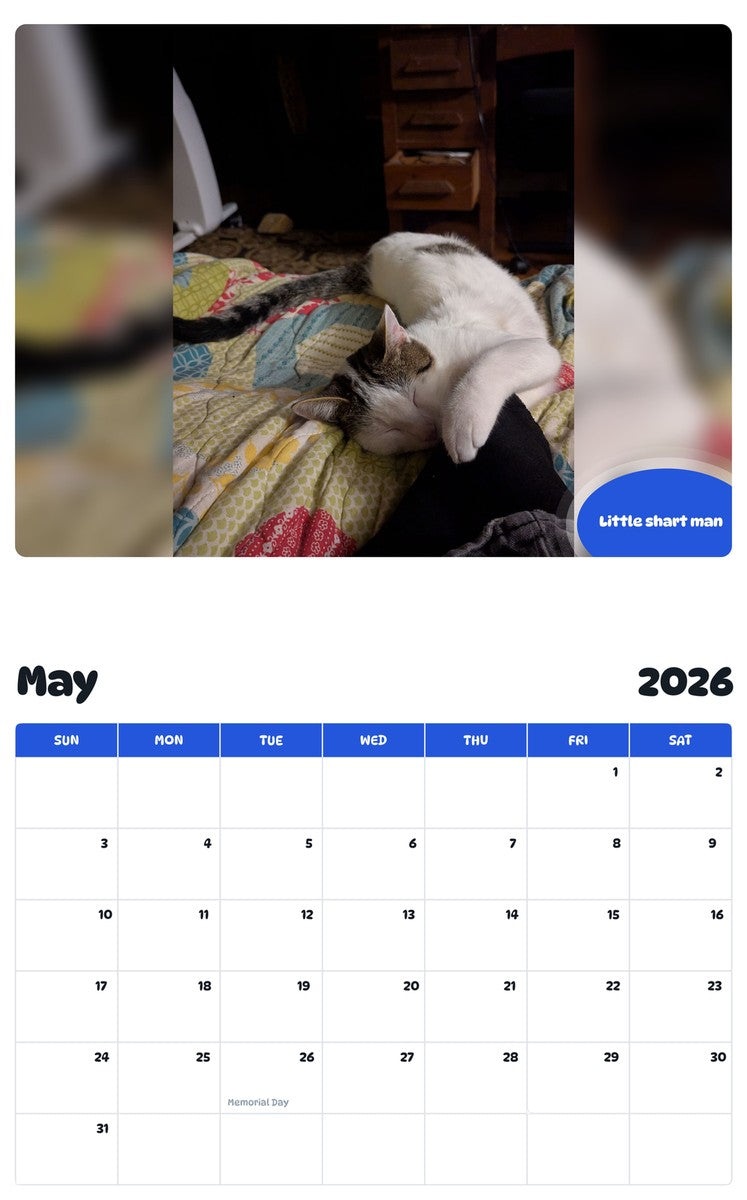 2026 - 2027 Little shart man - Pawidols Pet Calendar