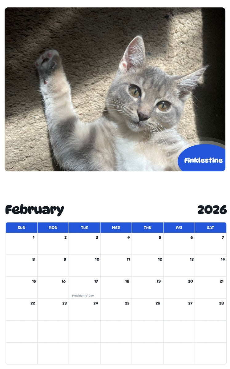 October 2025 - September 2026 Finklestine - Pawidols Pet Calendar