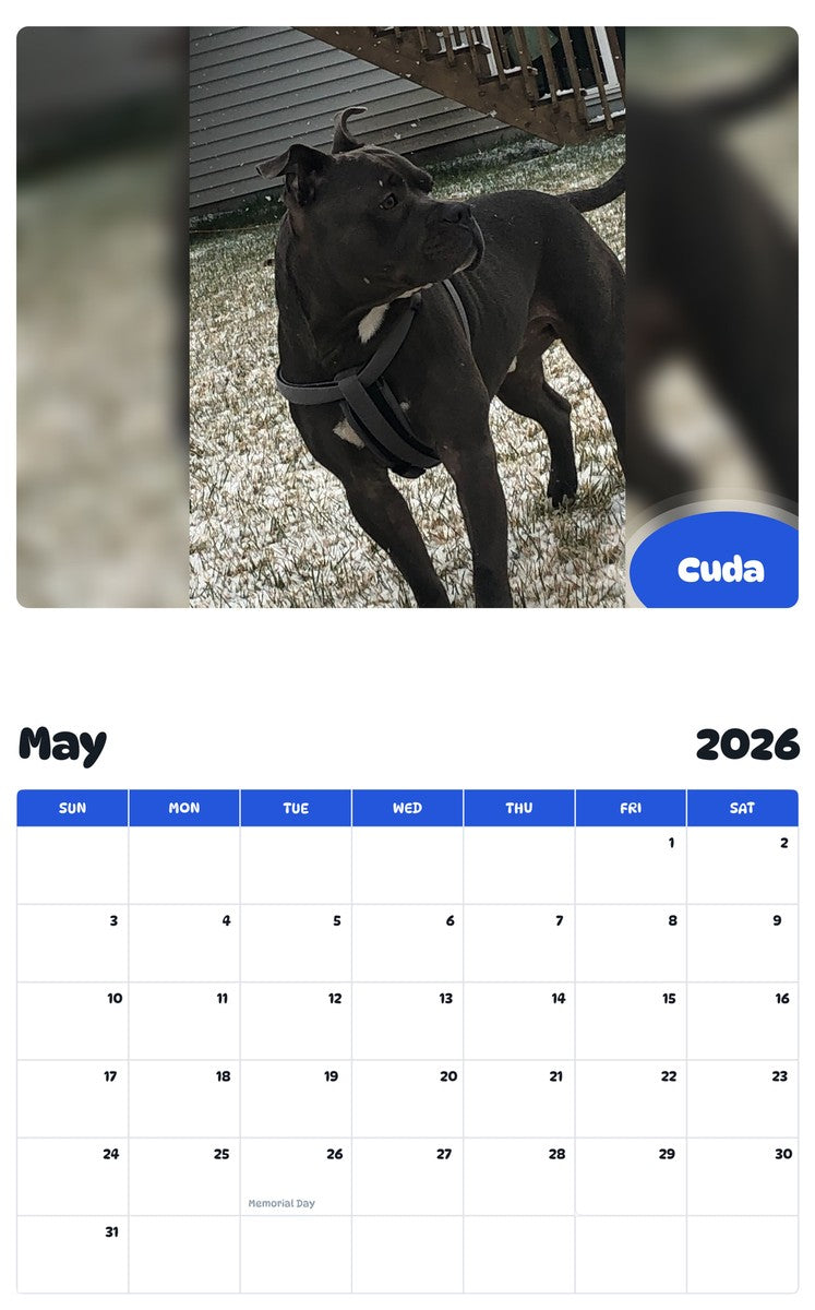 2026 - 2027 Cuda - Pawidols Pet Calendar
