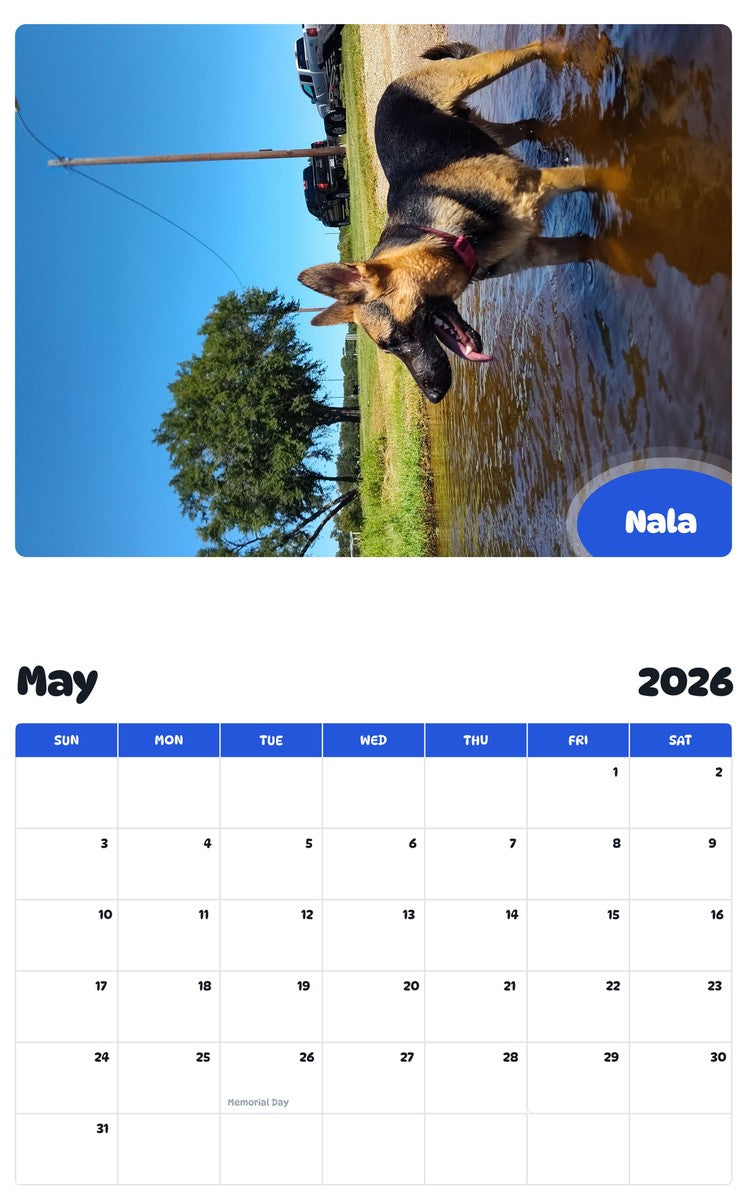 2026 - 2027 Nala - Pawidols Pet Calendar
