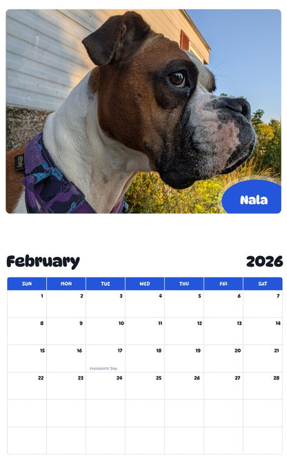 October 2025 - September 2026 Nala - Pawidols Pet Calendar