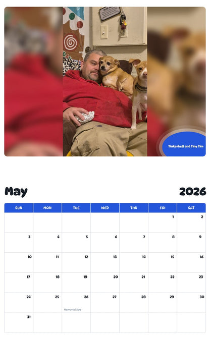 2026 - 2027 Tinkerbell and Tiny Tim - Pawidols Pet Calendar