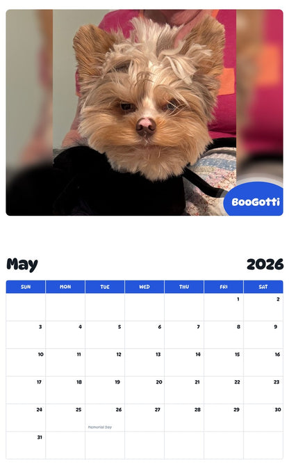 2026 - 2027 BooGotti - Pawidols Pet Calendar