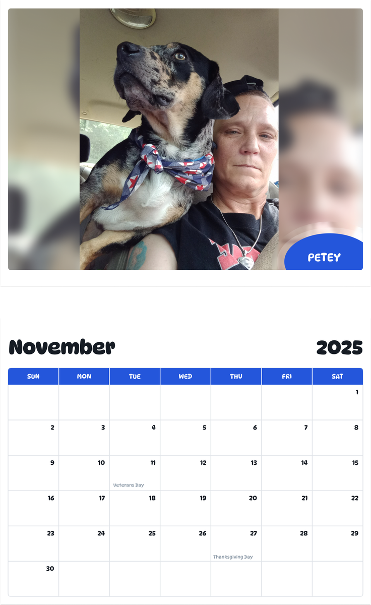 July 2025 - June 2026 Petey - Pawidols Pet Calendar