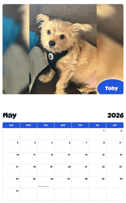 2026 - 2027 Toby - Pawidols Pet Calendar