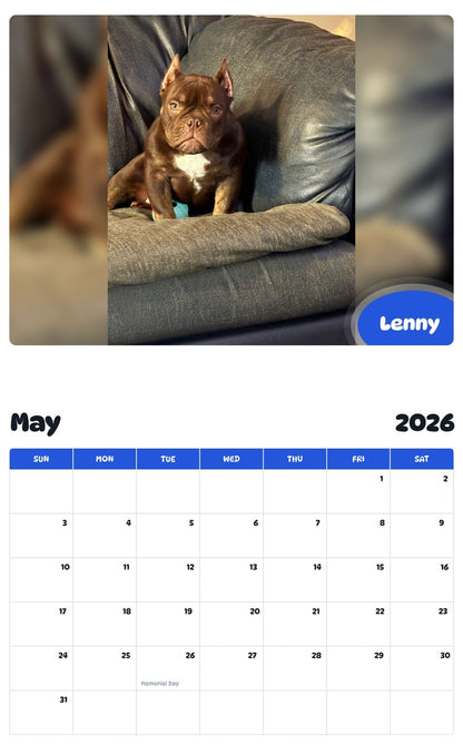 2026 - 2027 Lenny - Pawidols Pet Calendar
