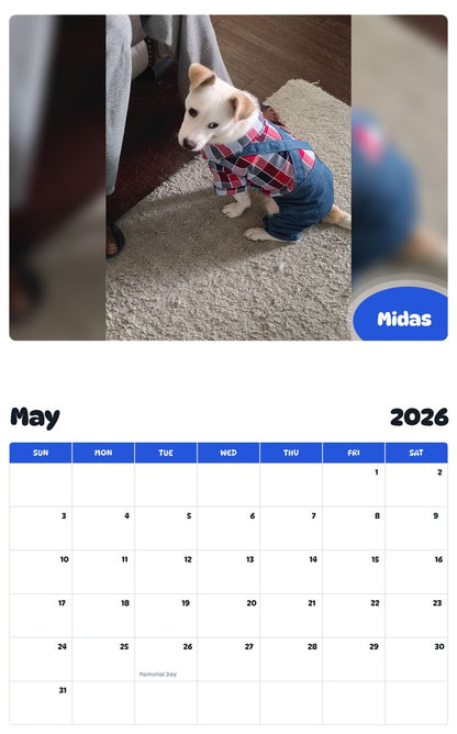 2026 - 2027 Midas - Pawidols Pet Calendar