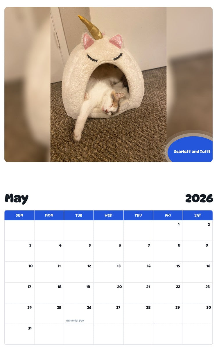 2026 - 2027 Scarlett and Tutti - Pawidols Pet Calendar
