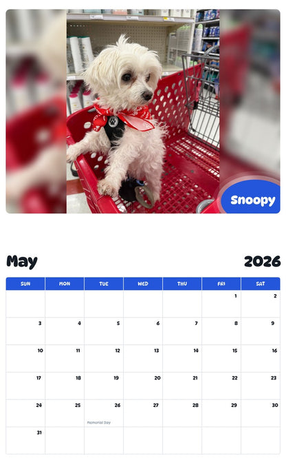 2026 - 2027 Snoopy - Pawidols Pet Calendar