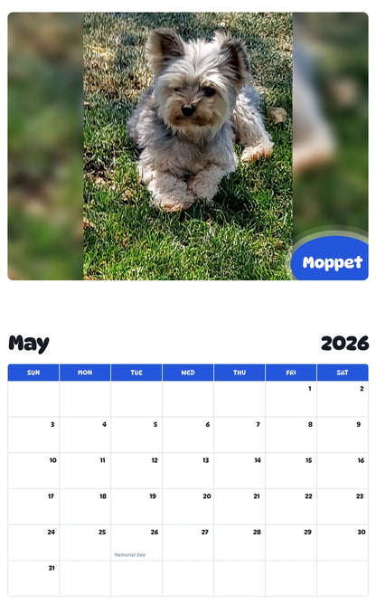 2026 - 2027 Moppet - Pawidols Pet Calendar