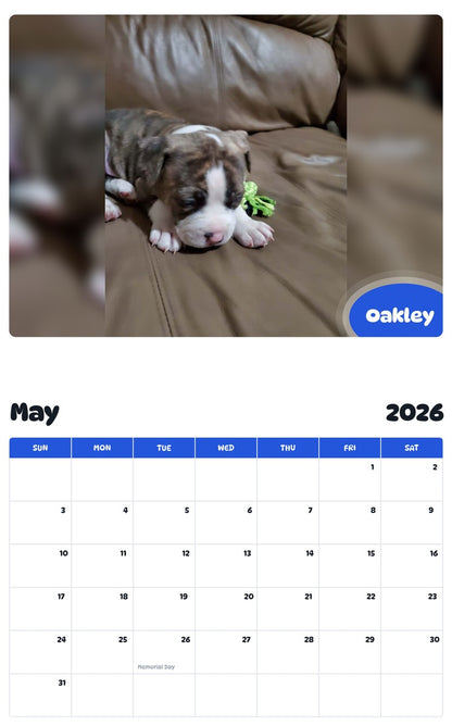 2026 - 2027 Oakley - Pawidols Pet Calendar