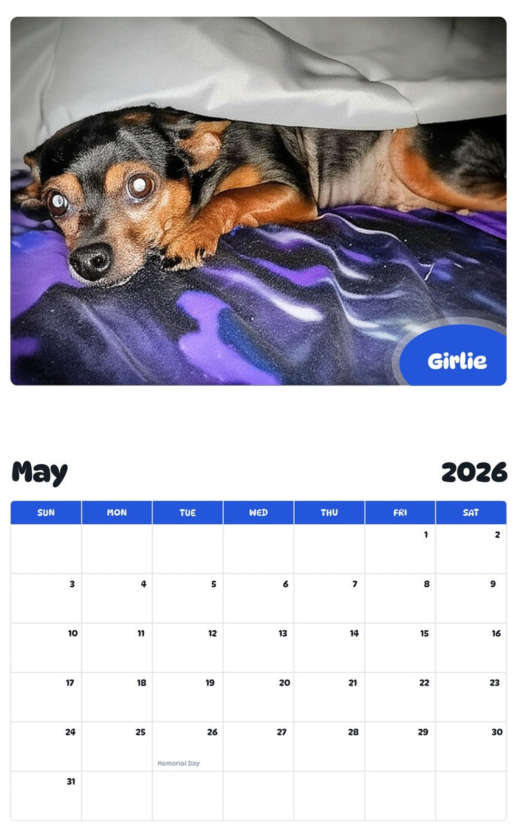 2026 - 2027 Girlie - Pawidols Pet Calendar